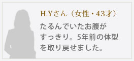たるんでいたお腹がすっきり。5年前の体型を取り戻せました。