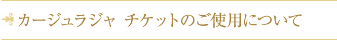 カージュラジャ チケットのご使用について