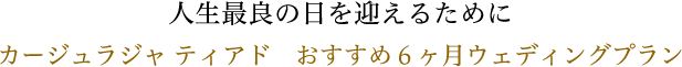 人生最良の日を迎えるためにカージュラジャ ティアド おすすめ６ヶ月ウェディングプラン